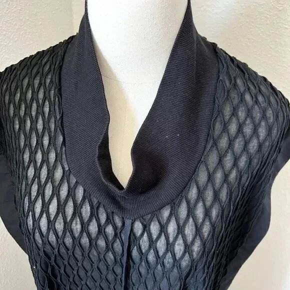 Ozai N‎ Ku Textured Sleeveless Black Dress Avant Garde Lagenlook Mesh Knit Sm - Picture 10 of 14